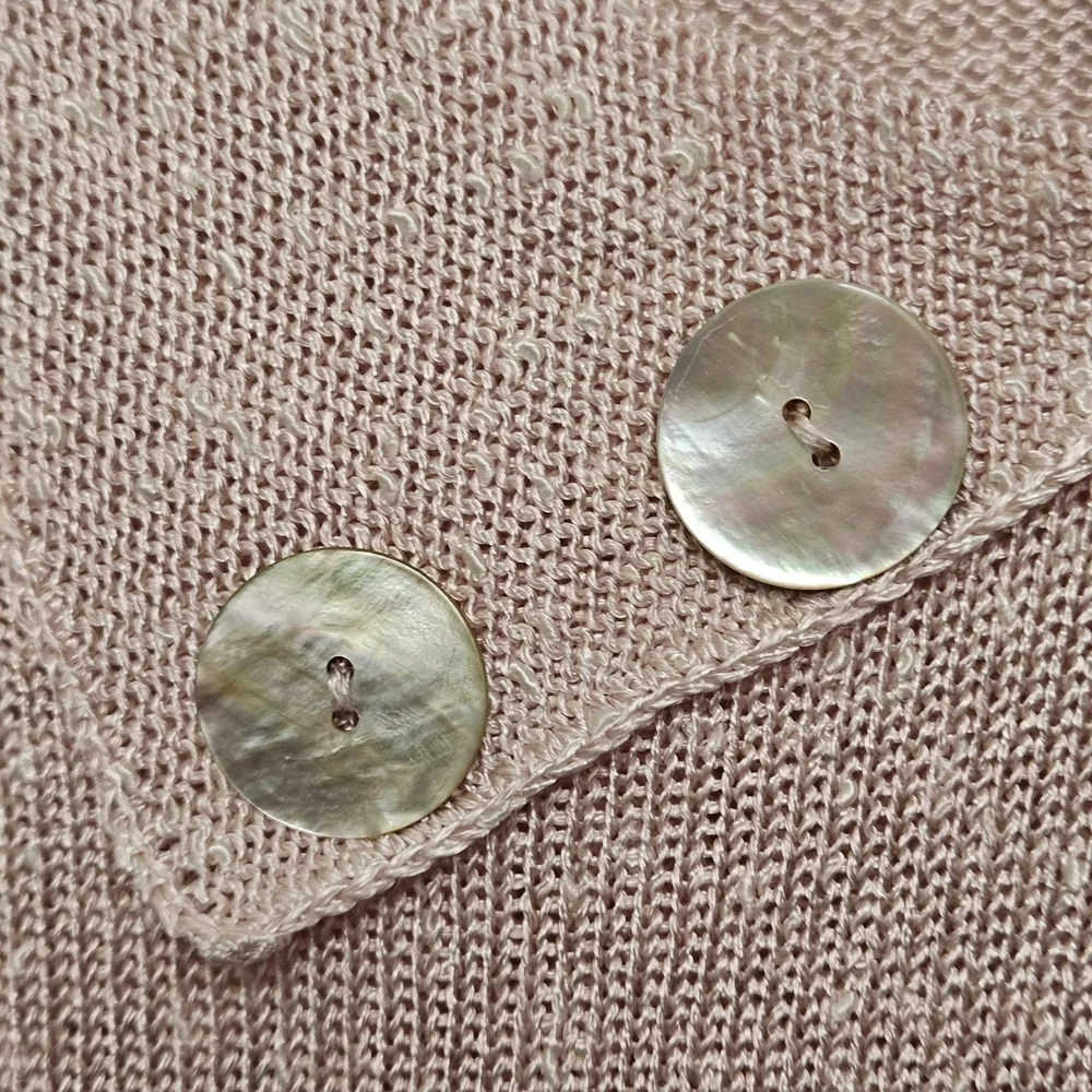 Vintage Barbara Katz Feather Pink Sz M Lenin Blend Knit Bliuse Shell Button - Picture 7 of 16